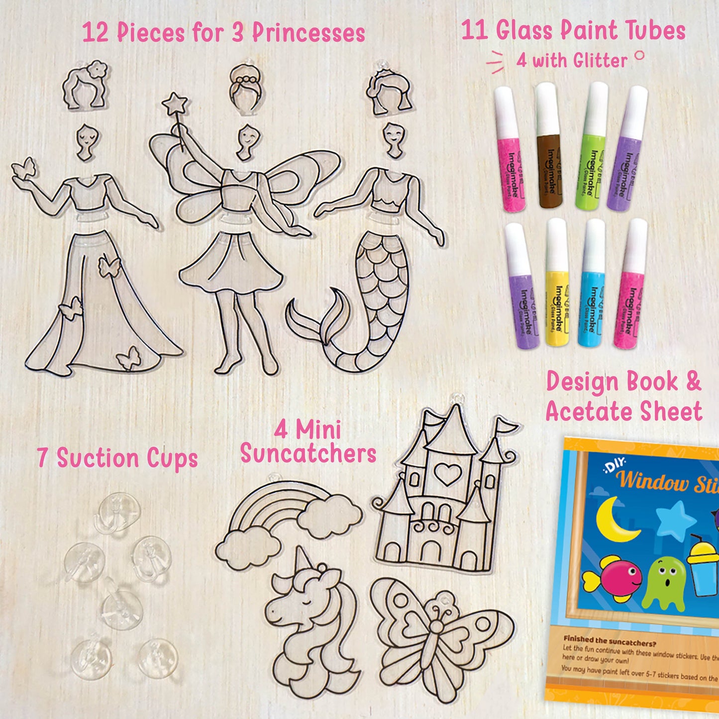 Ultimate Princess Craft Mega Bundle | 5-in-1 Gift Set for Girls | Dress Up, Bracelets, Window Art & Crafts
