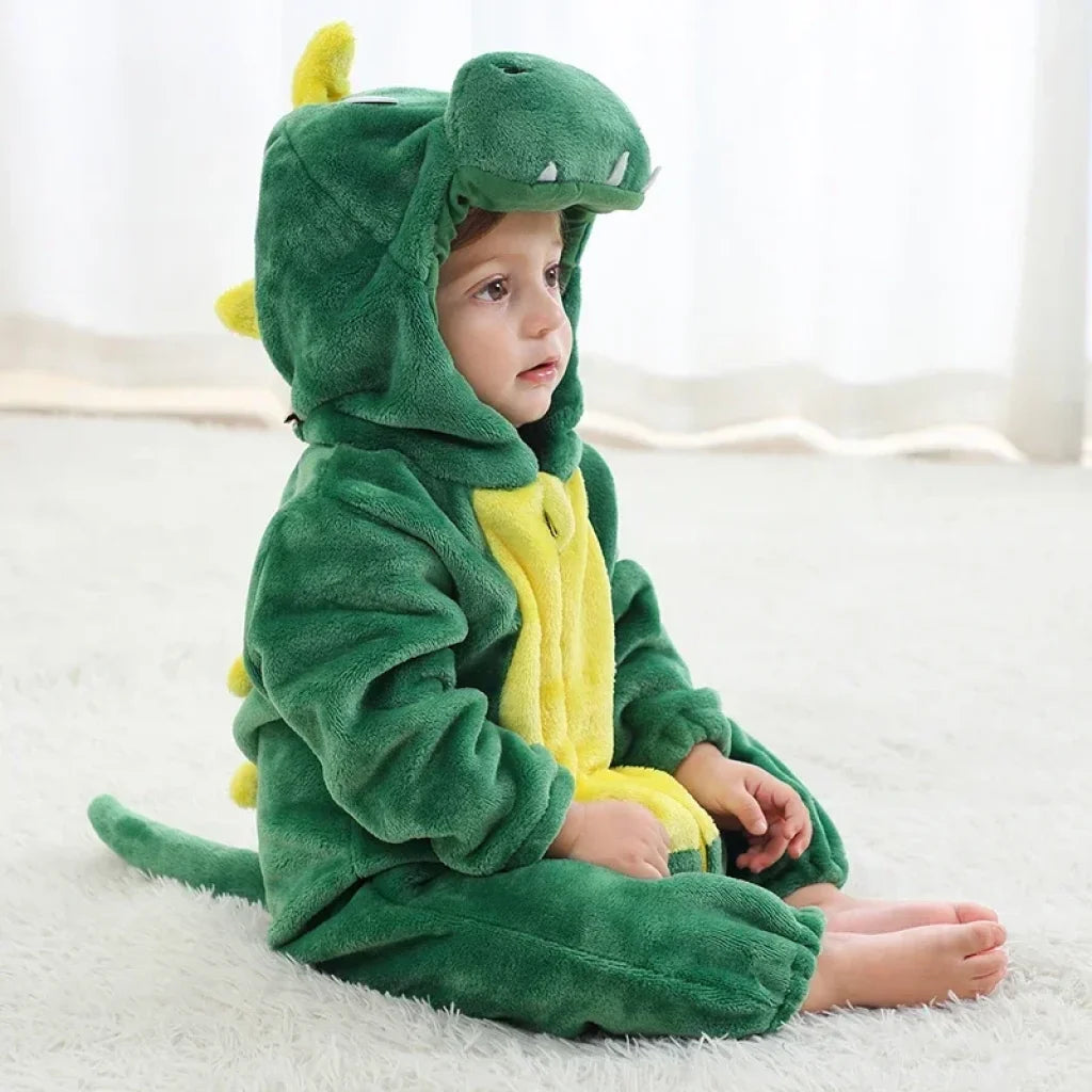 Baby Onesie Animal Costume Winter Flannel Jumpsuit V2 Green Dragon / 30-36 Months(120)
