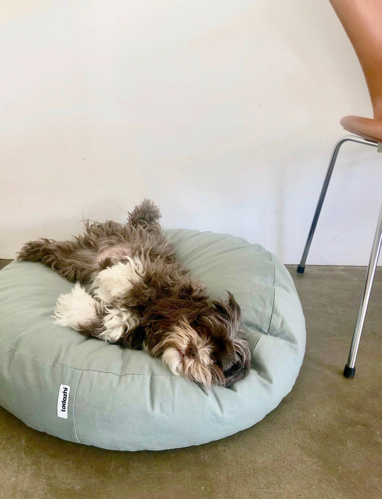 Tadazhi Round Dog Bed Checkered Dark Sand - dog bed