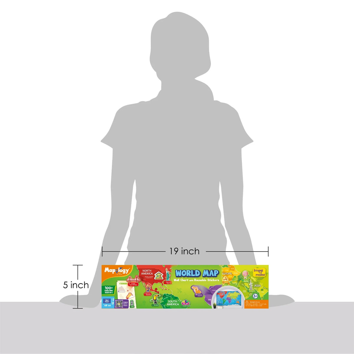 World Map Learning Wall Chart | 100+ Reusable Stickers