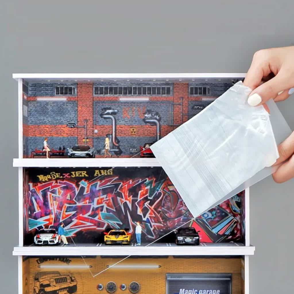 1:64 Led Lighting Car Parking Lot Backdrop Display Scene