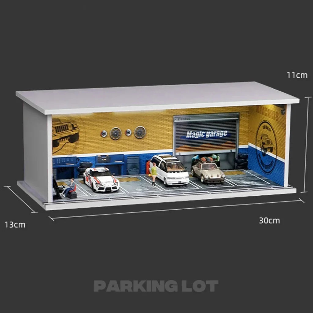 1:64 Led Lighting Car Parking Lot Backdrop Display Scene