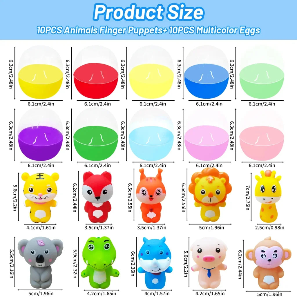 10Pcs Soft Rubber Animal Finger Puppets