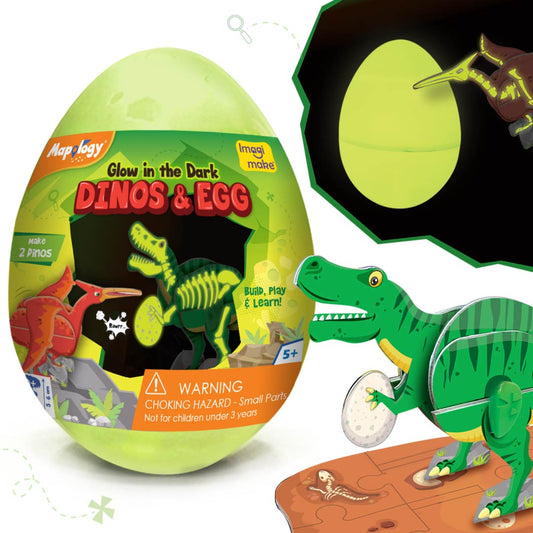 Glow in The Dark Dinos & Egg Green