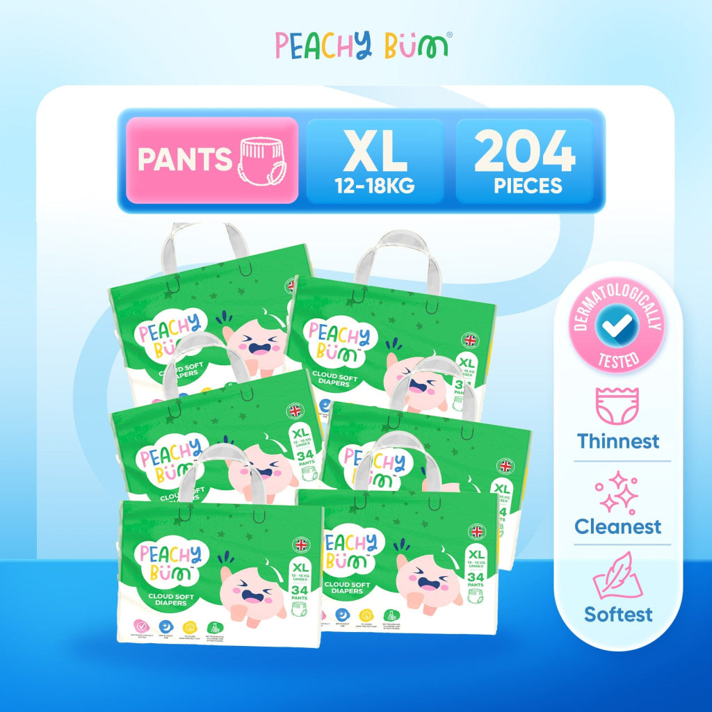 [2 Cartons] 6 Pack Cloud Soft Diapers - Pants / XL (34 Pieces/Pack) - Bundle