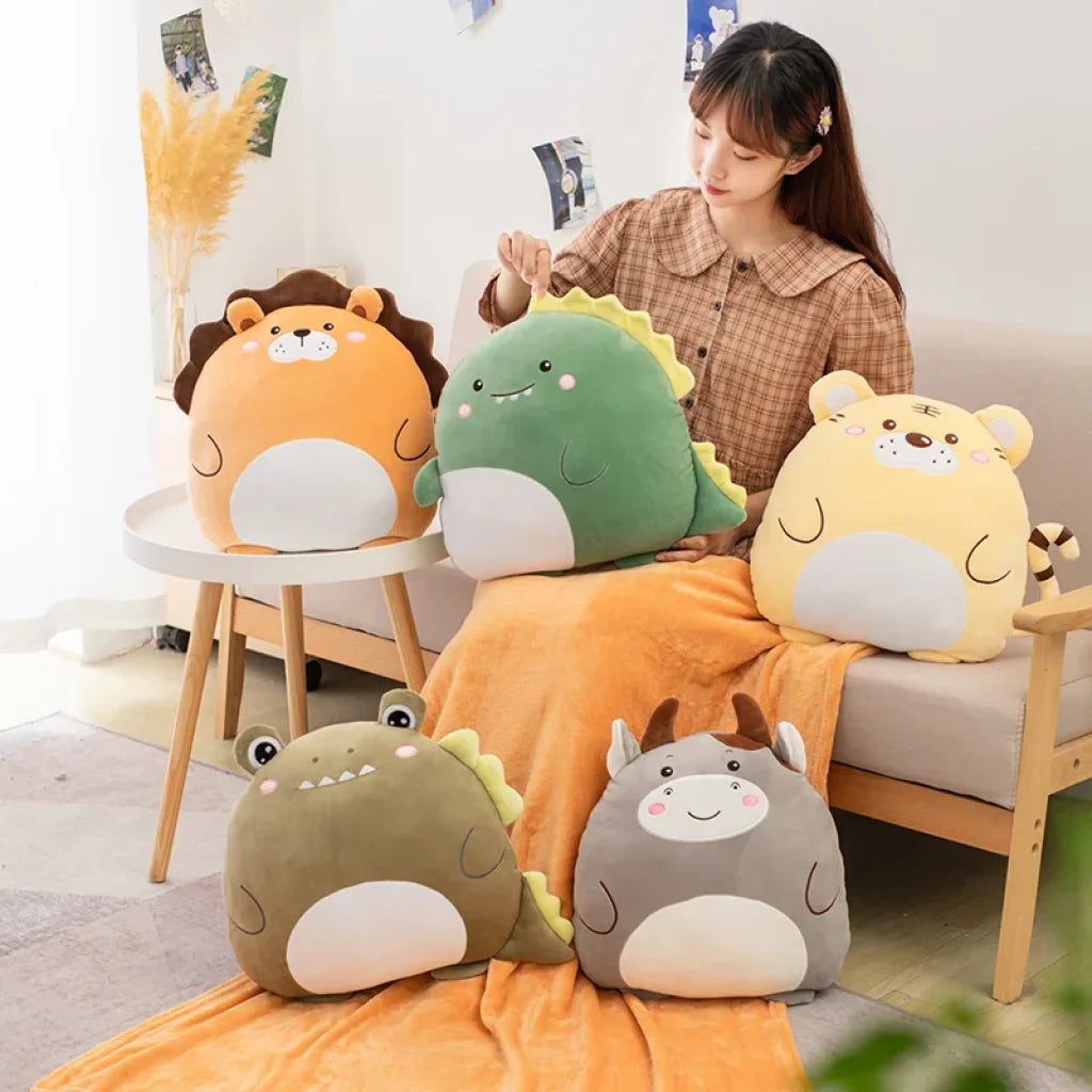 2-in-1 Animals Flannel Blanket Plush 40cm