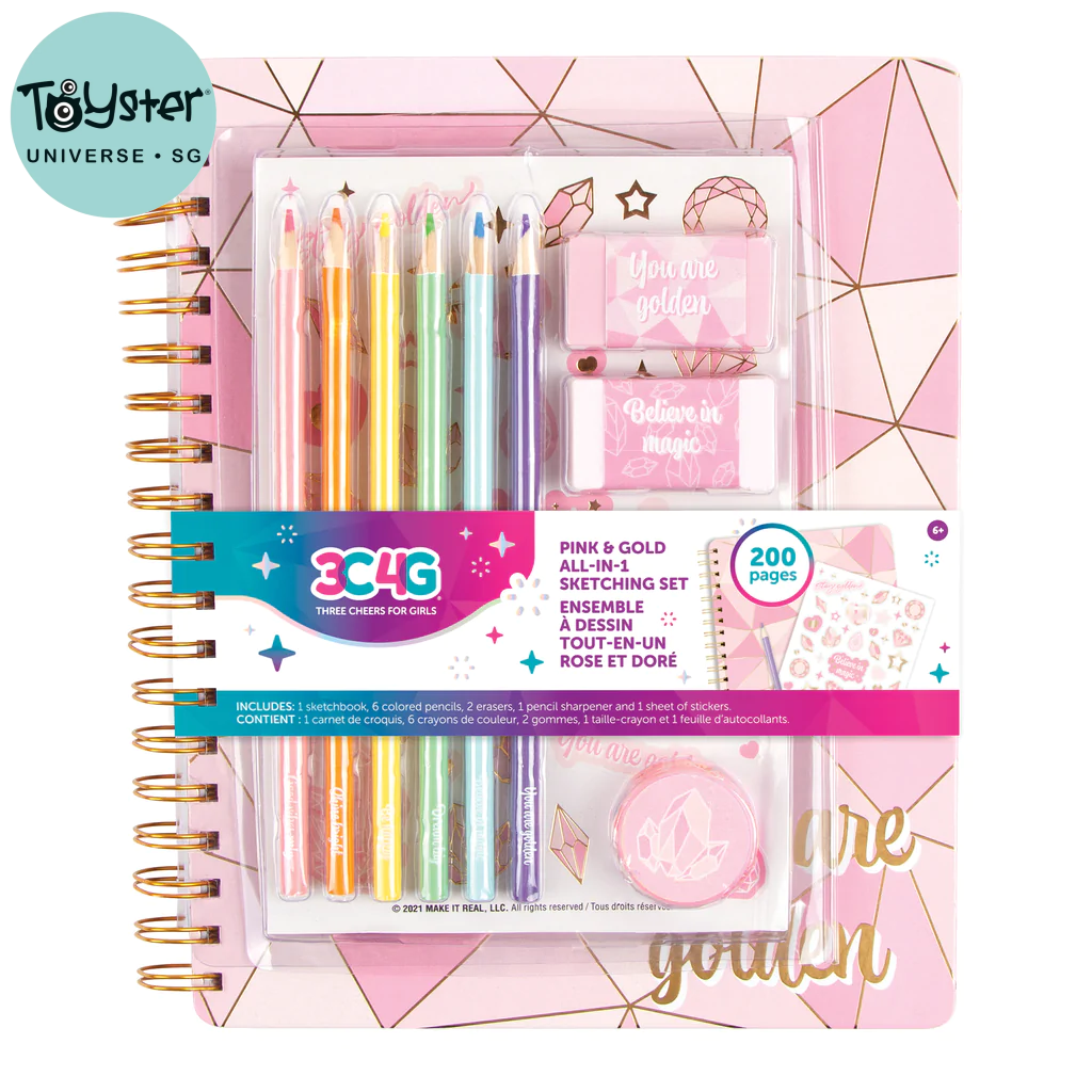 3C4G Pink & Gold All-In-1 Sketching Set