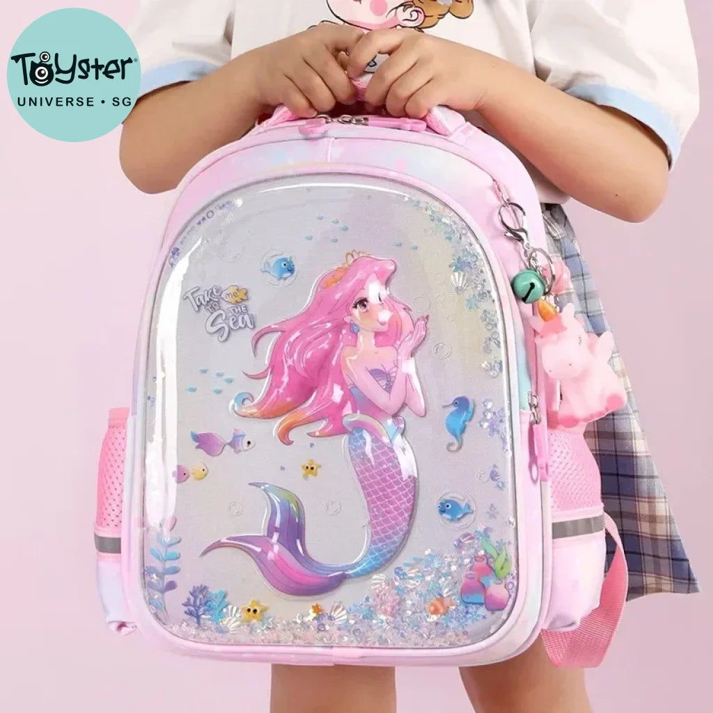 3D Children Students Unicorn Mermaid Backpack