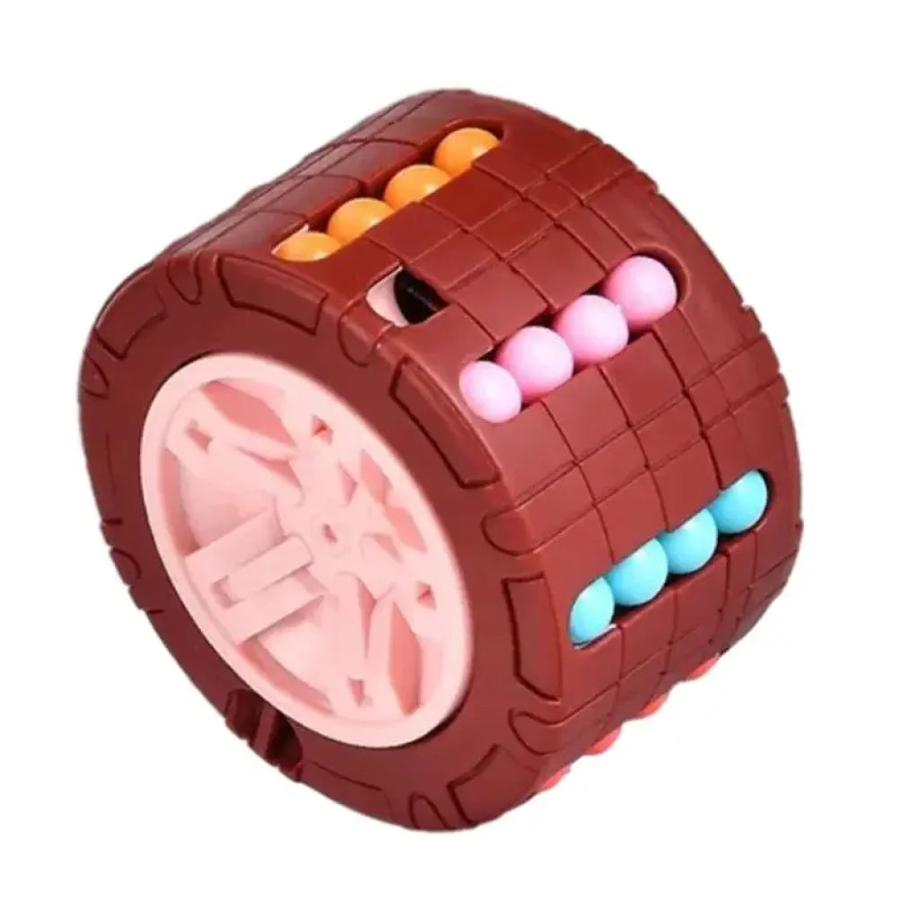 3D Cylinder Cube Toy Educational Montessori Infant Brown
