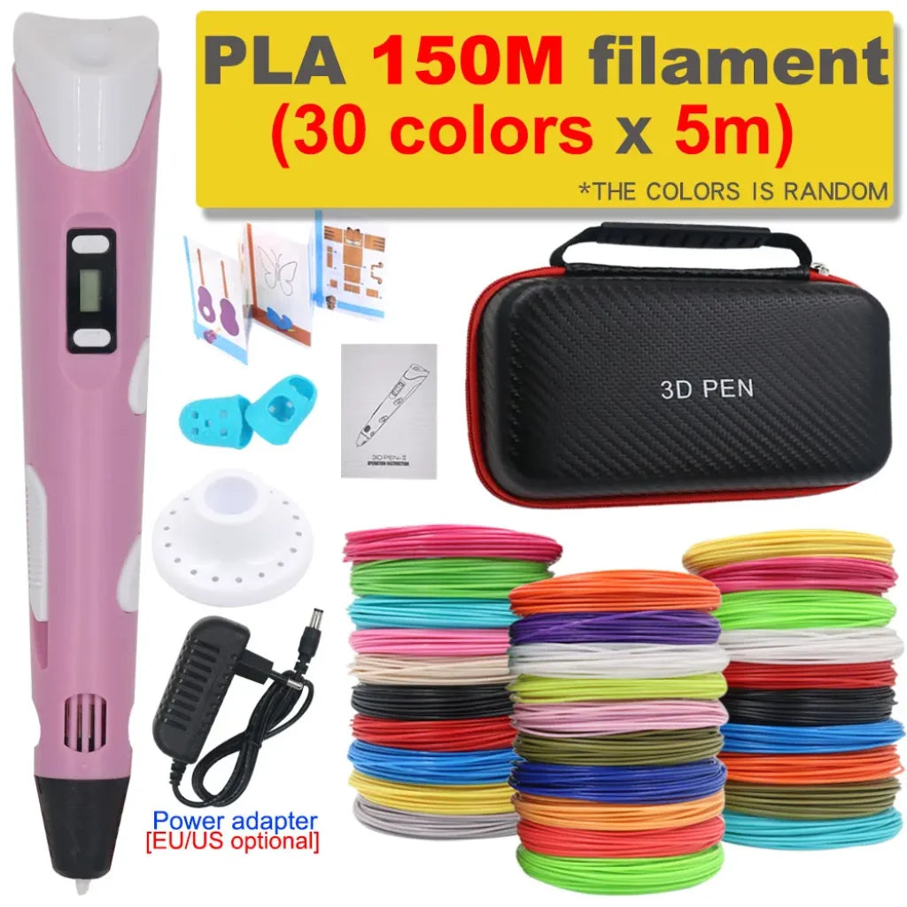 3D Printing Pen 200M PLA Filament - Pink with 150M PLA / EU