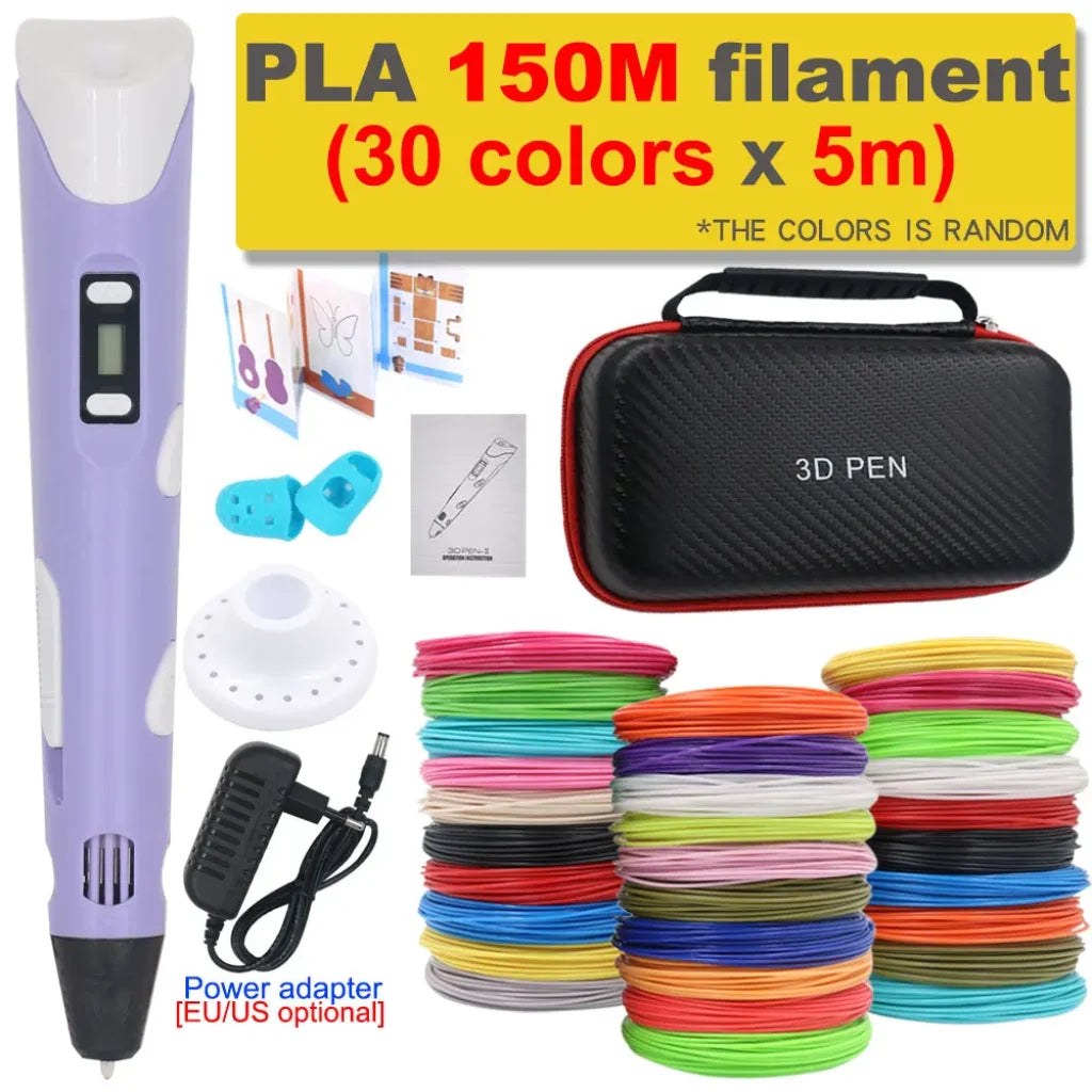 3D Printing Pen 200M PLA Filament - Purple with 150M PLA / US
