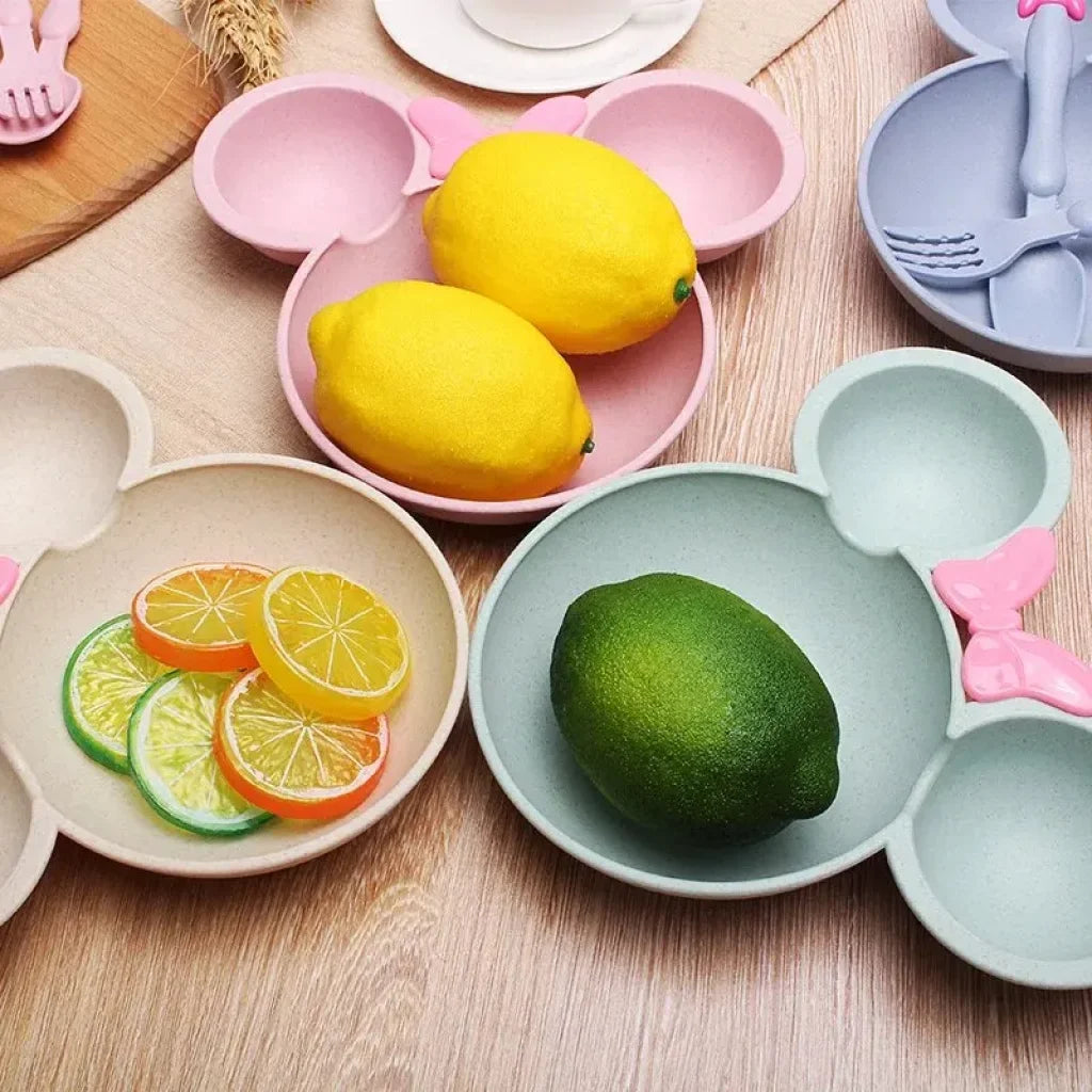3Pcs/Set Wheat Straw Baby Tableware Set