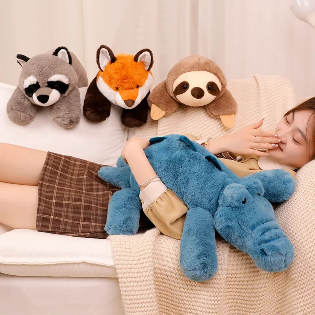 45-70Cm Super Soft Lazy Fluffy Plush Raccoon Fox Crocodile Sloth