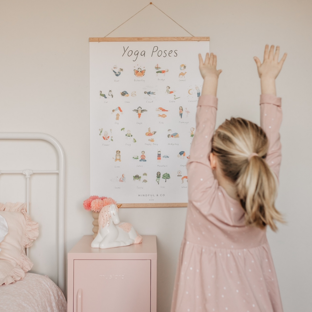 Mindful Moves Bundle - Yoga Poses Poster + Wooden Hanger