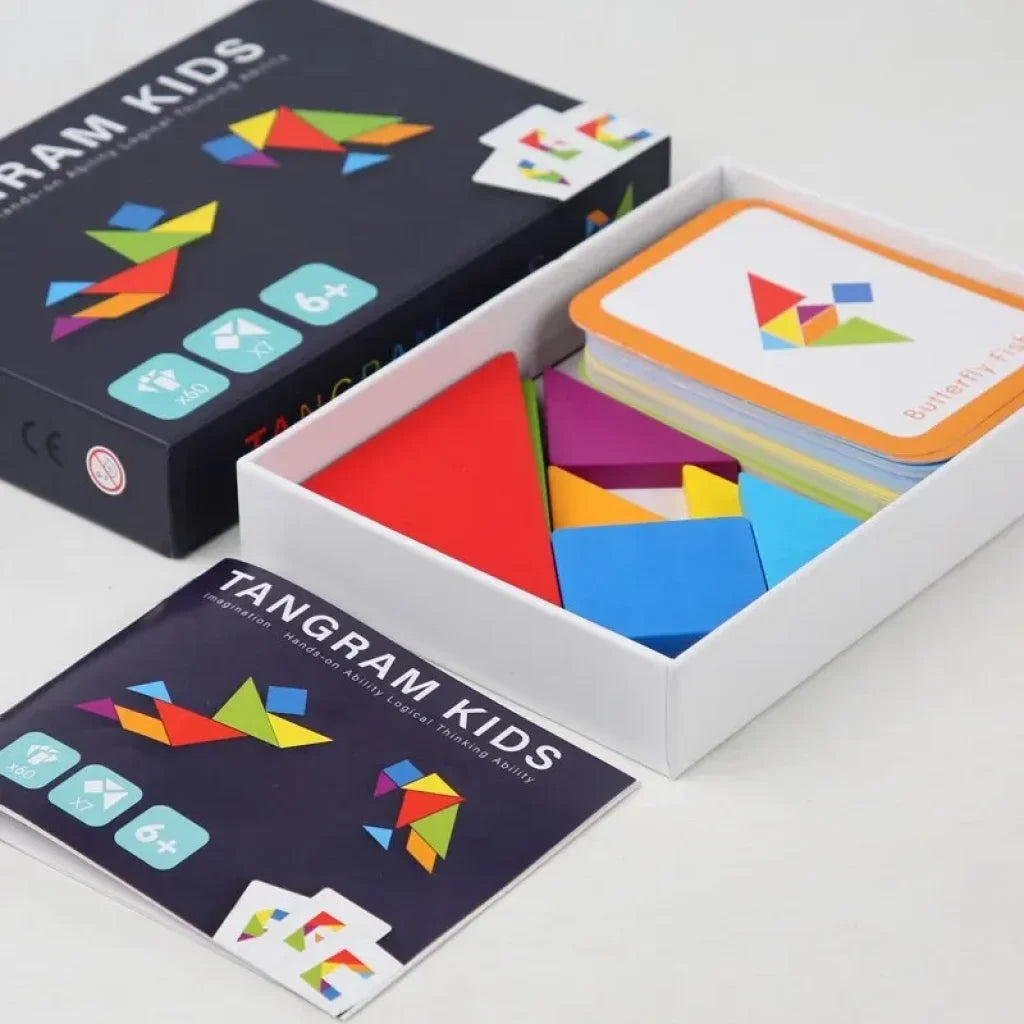 60-Piece Wooden Tangram Jigsaw Board Game