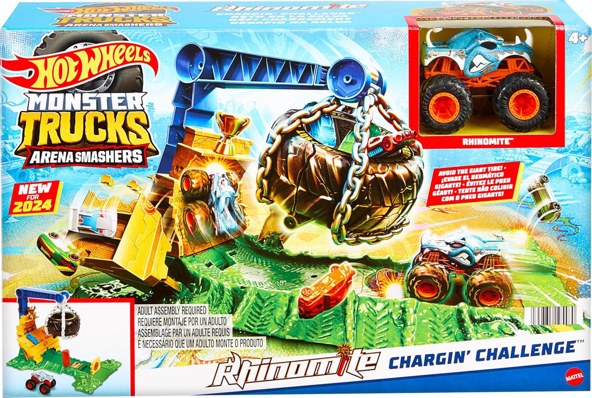 Hot Wheels Monster Trucks Rhinomite Chargin’ Challenge Playset
