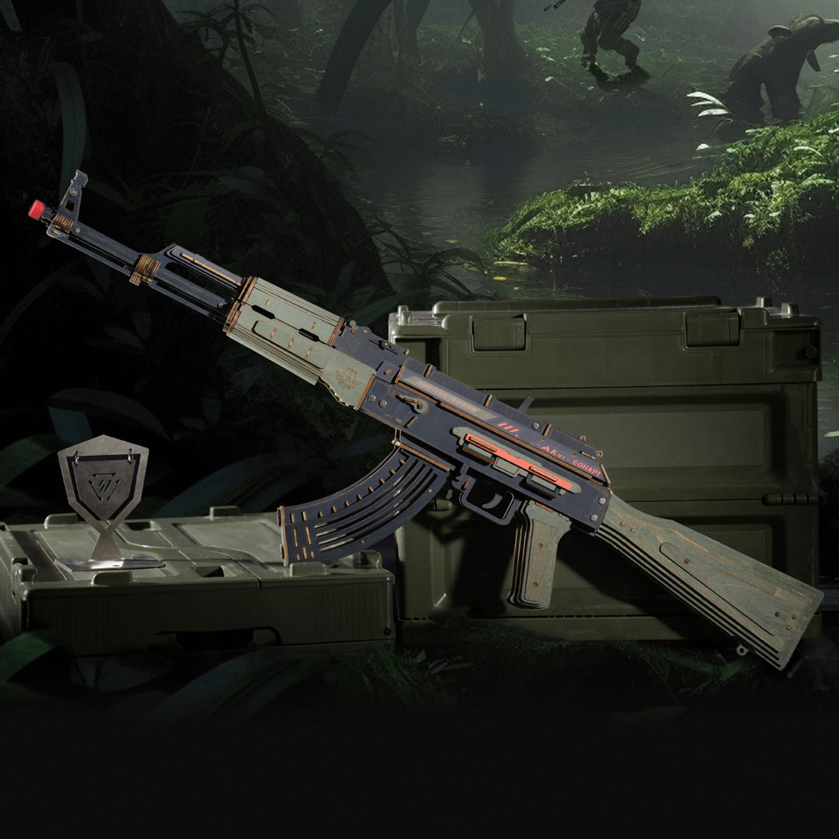 ROKR AK-47 Assault Rifle Toy Gun 3D Wooden Puzzle LQ901 Green
