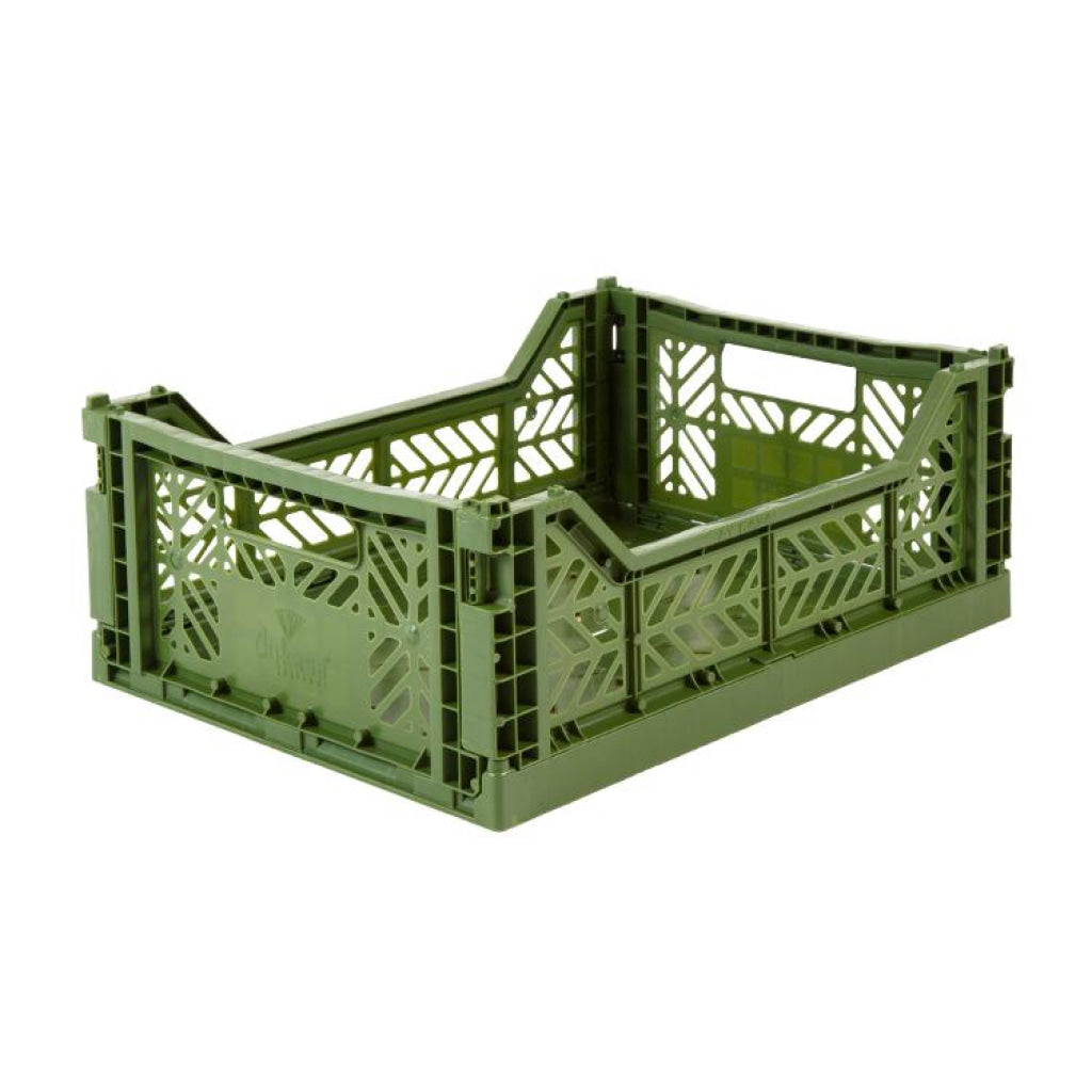Aykasa Folding Midibox Colour Crate - Khaki Green - Storage
