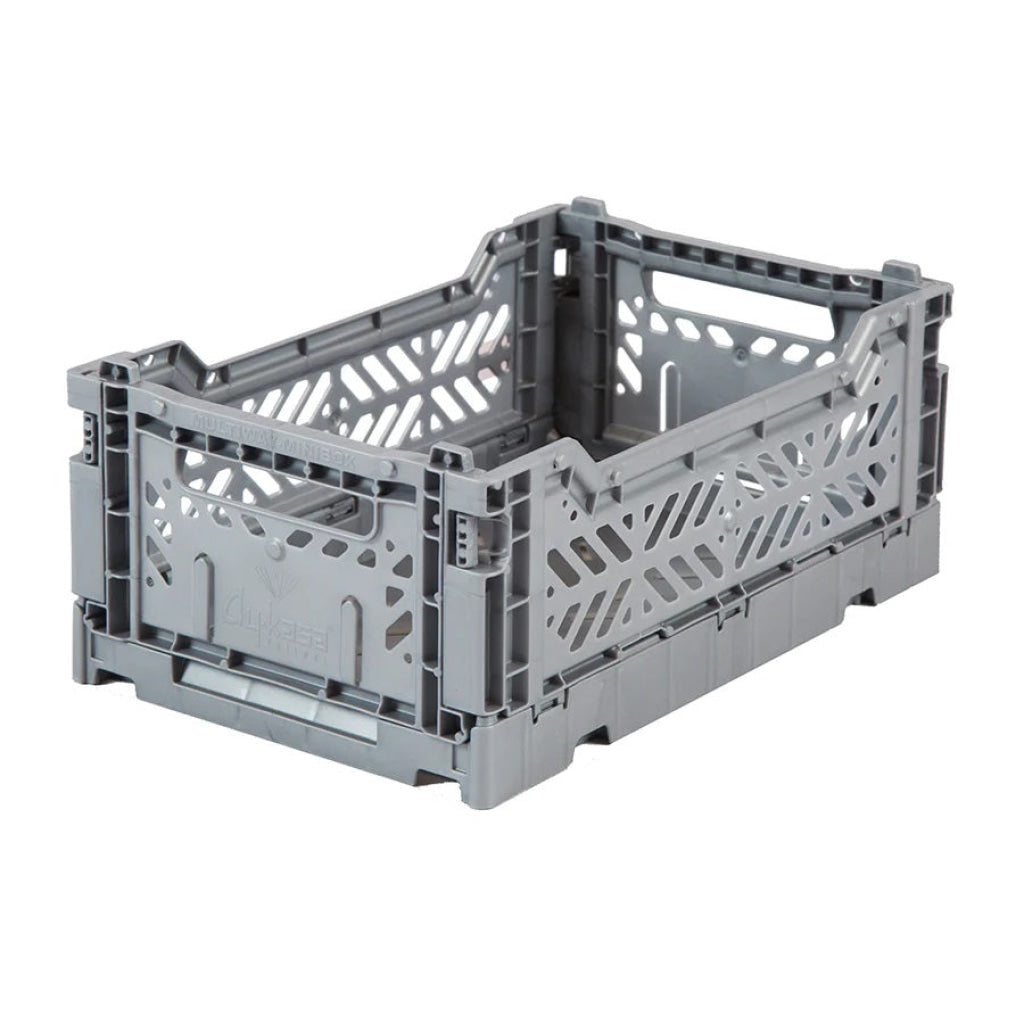 Aykasa Folding Minibox Colour Crate - Grey - Storage