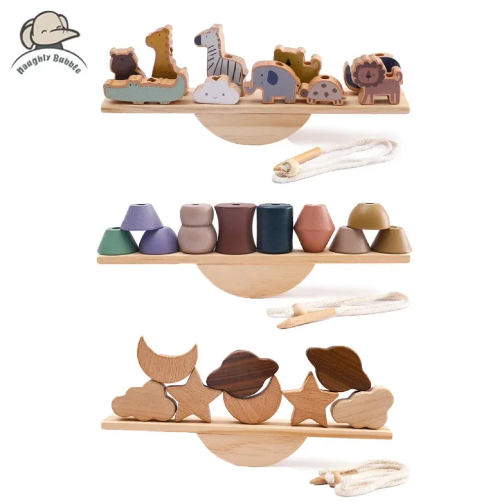 Baby Animal Threading Toys Wooden Stacking
