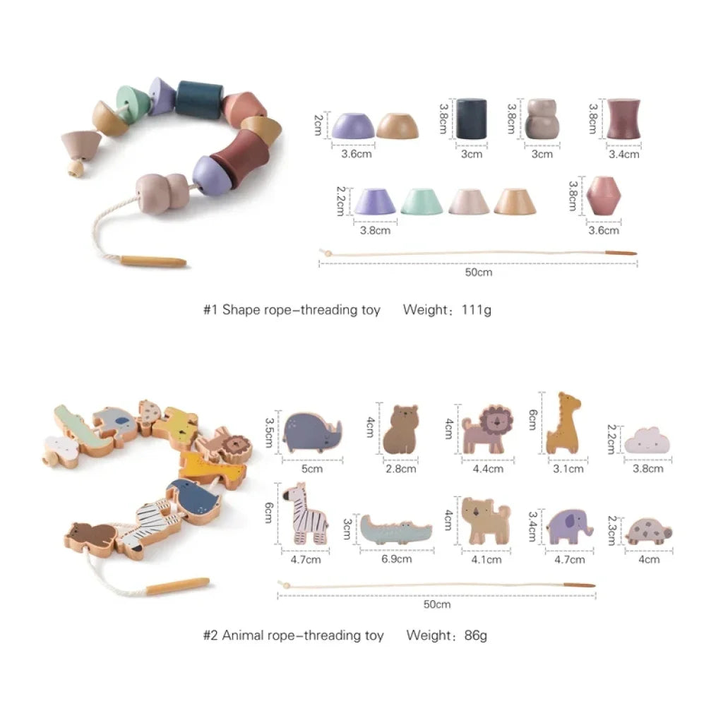 Baby Animal Threading Toys Wooden Stacking