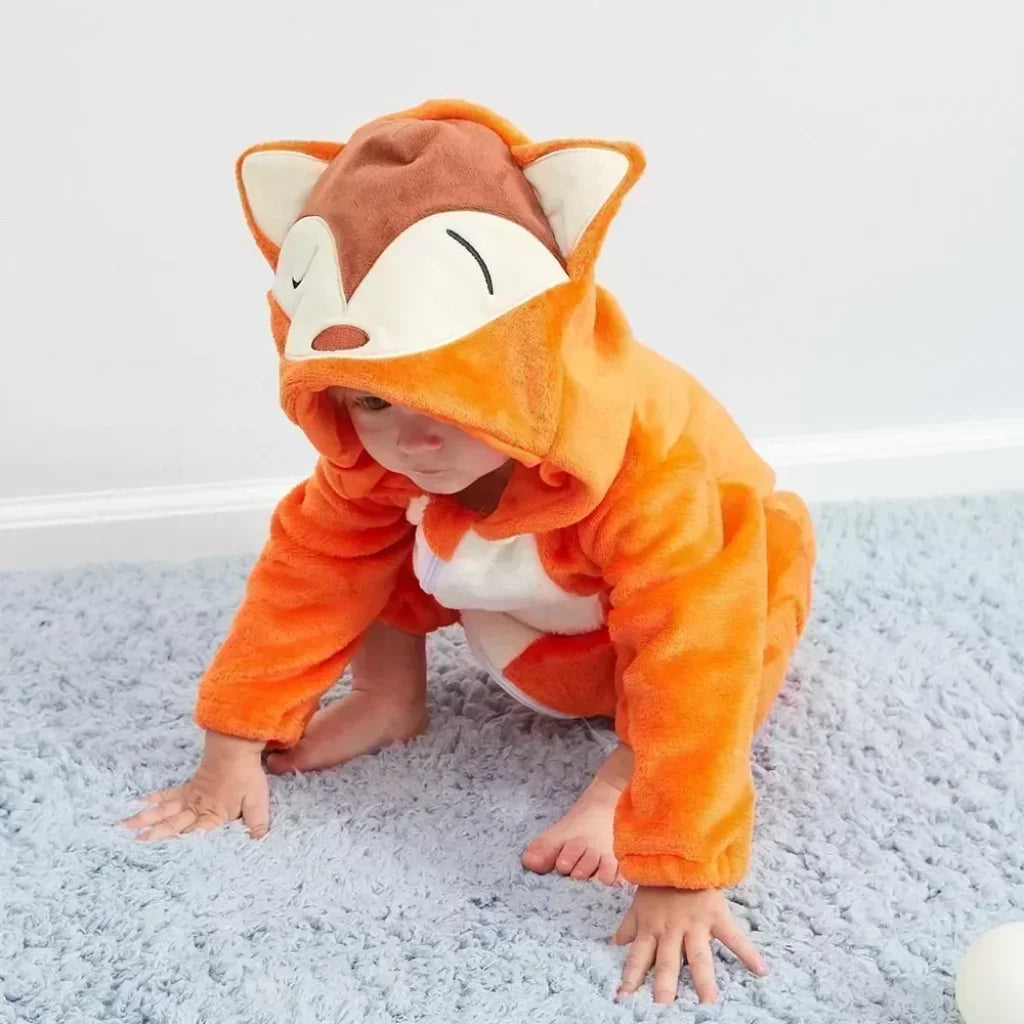 Baby Onesie Animal Costume Winter Flannel Jumpsuit V2 Fox / 18-24 Months(100)