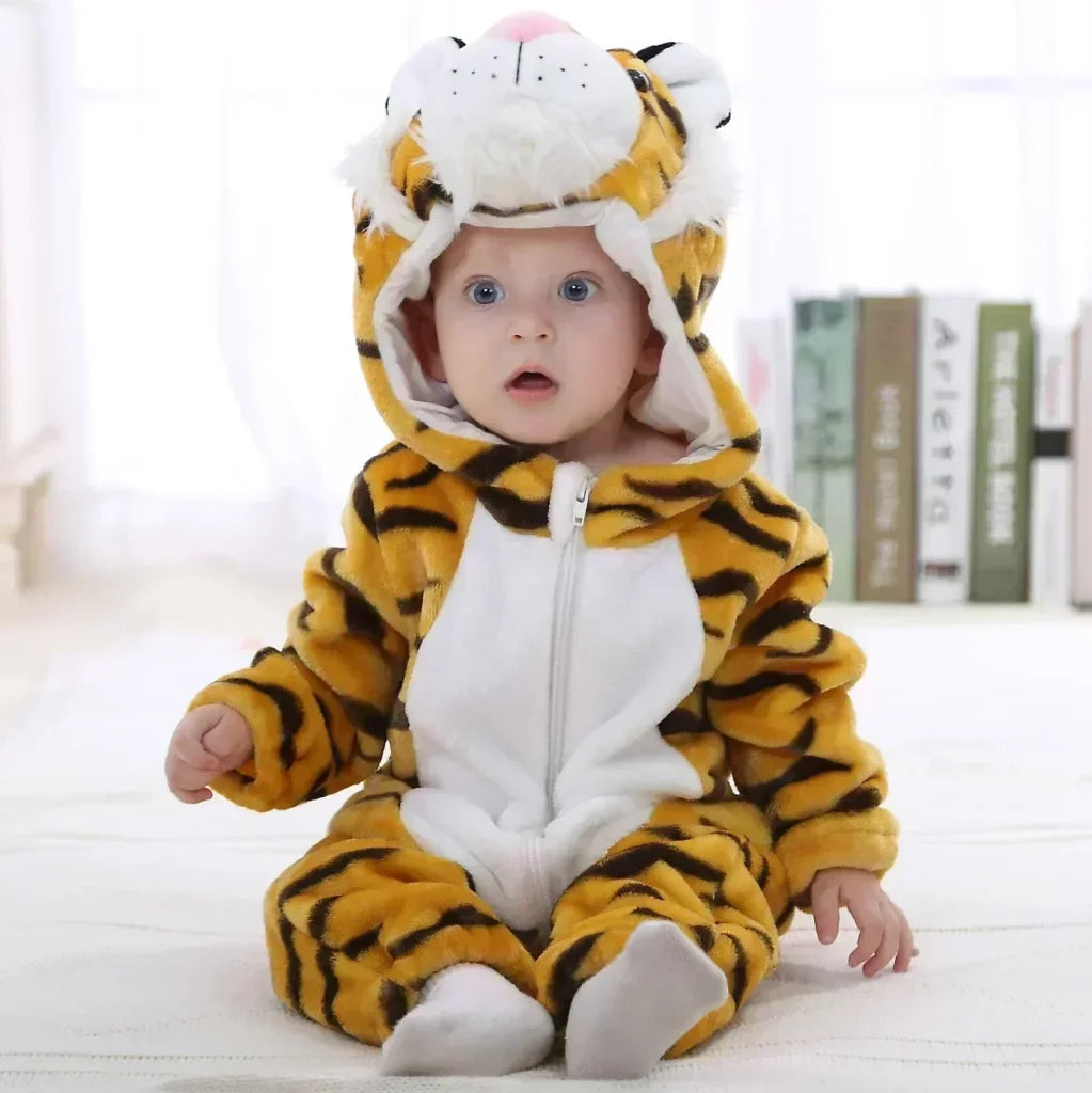 Baby Onesie Animal Costume Winter Flannel Jumpsuit V3