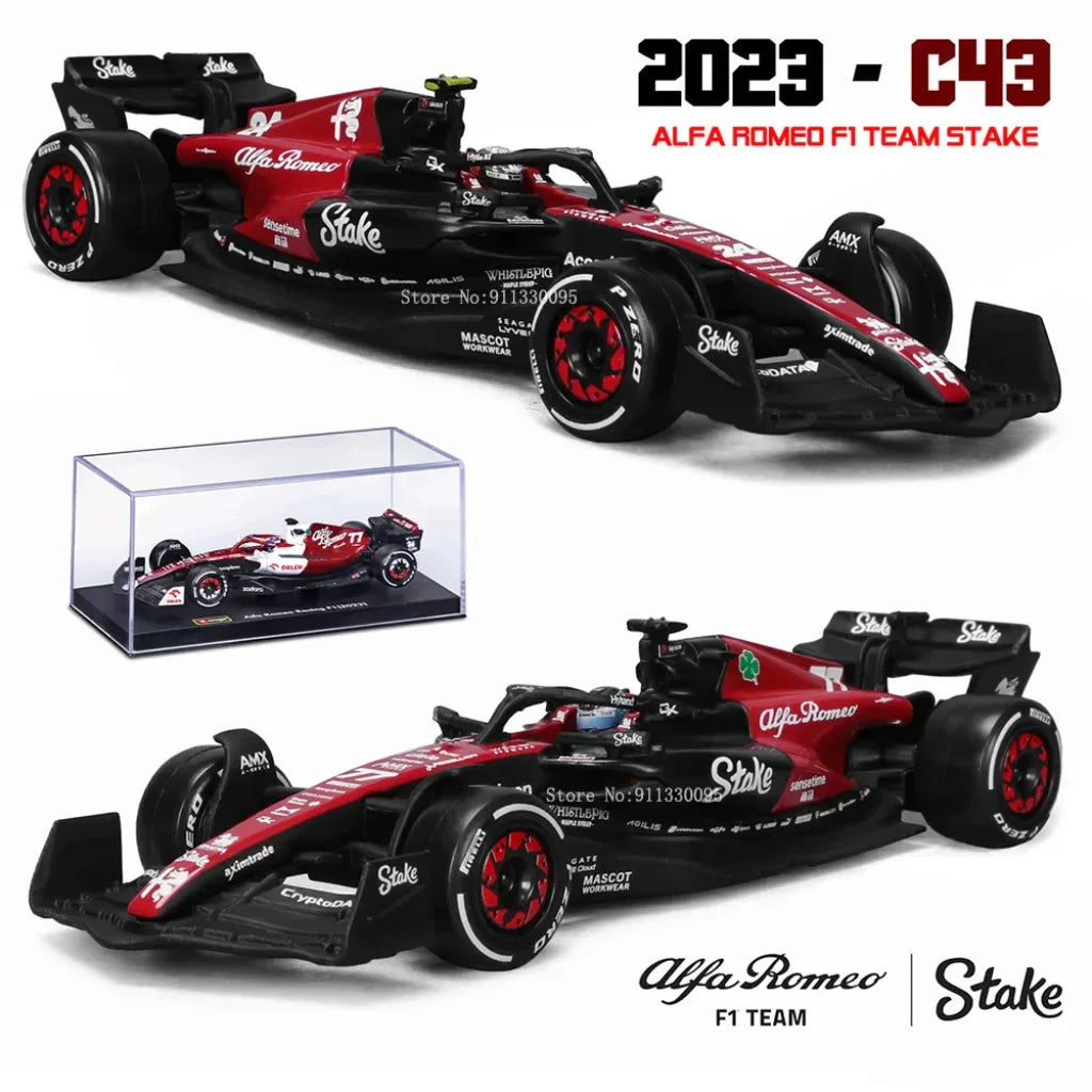 Bburago 1:43 F1 2023 24# Zhou Guanyu Alfa Romeo Team Stake C43 77# Valtteri Bottas Alloy Car Die