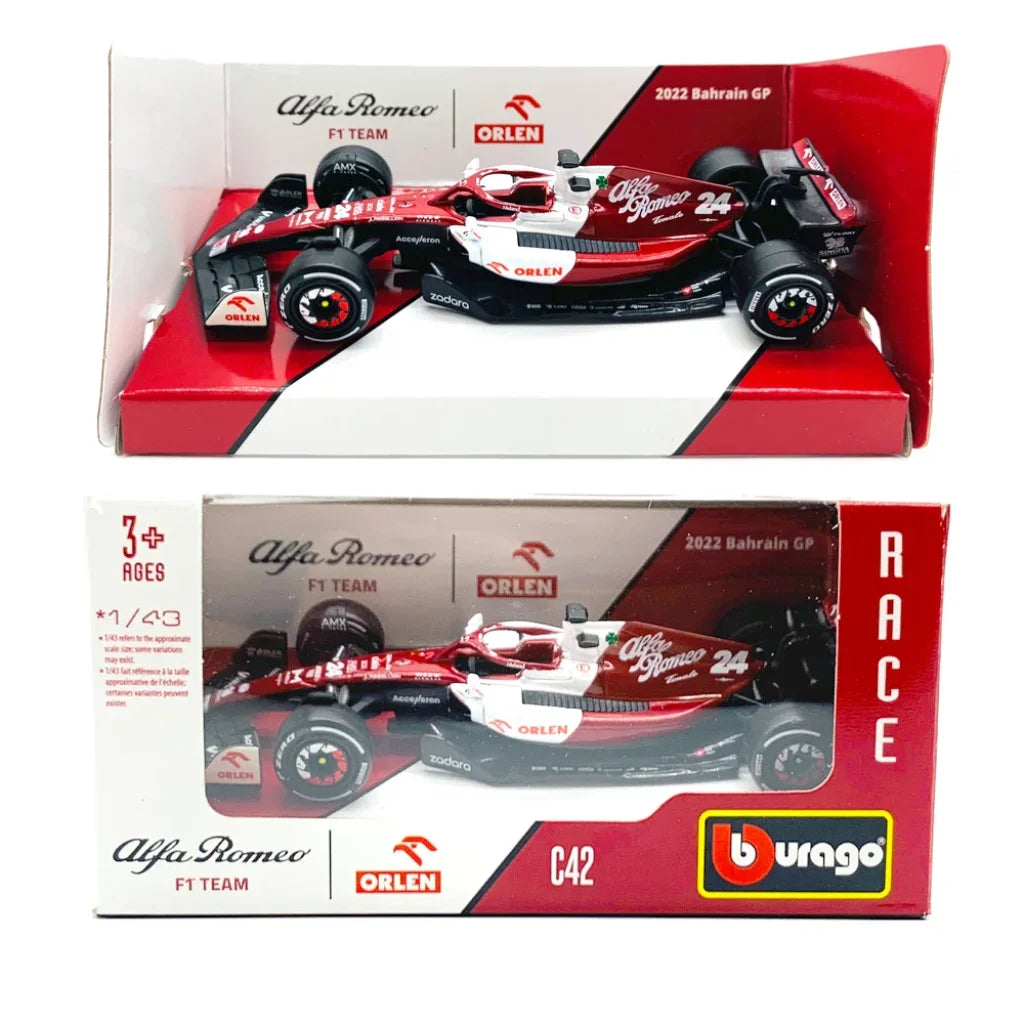 Bburago 2022 F1 Alfa Romeo C42#77 Valtteri Bottas #24 Racing Cars 1:43 Alloy