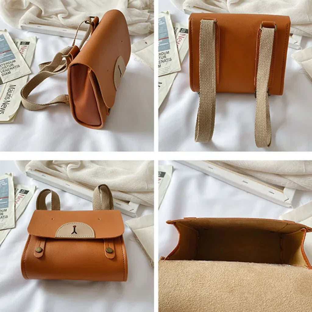 Bear Backpack Bag Pu Leather