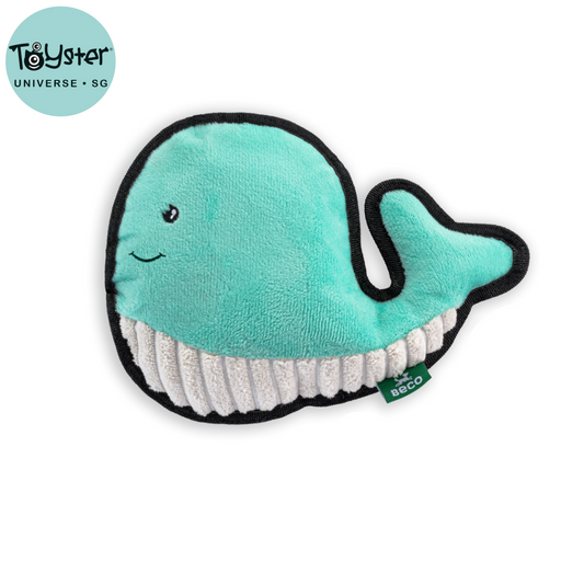 Beco Dog Toy Whale - Floats Squeaks Made from Recycled Materials - Dog Toys