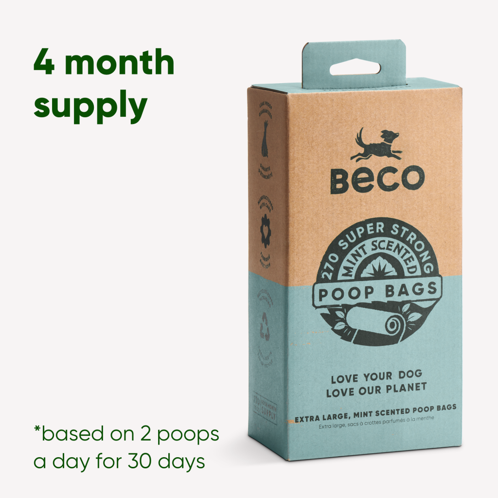 Beco Poop Bags Mint Scented – Big Strong Leak-Proof 100% Recycled Plastic - 270pcs