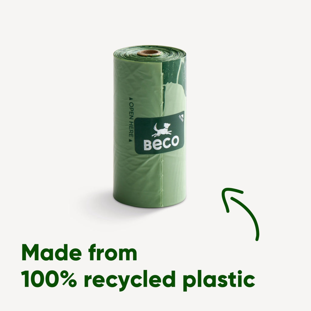 Beco Poop Bags Unscented – Big Strong Leak-Proof Made from 100% Recycled Plastic
