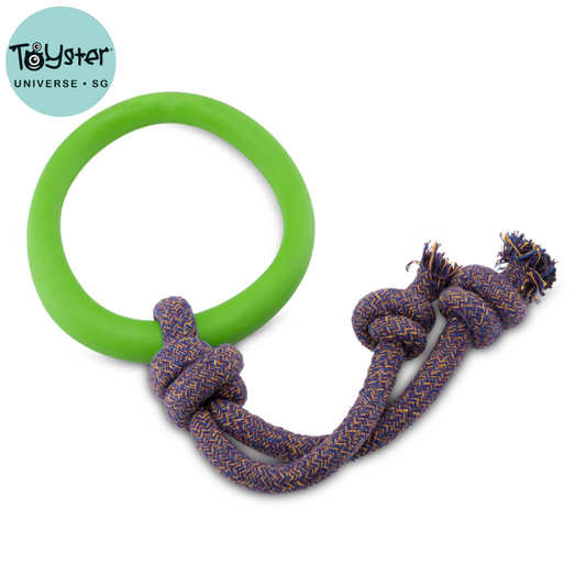 Beco Rubber Hoop on Rope Green - Dog Toys