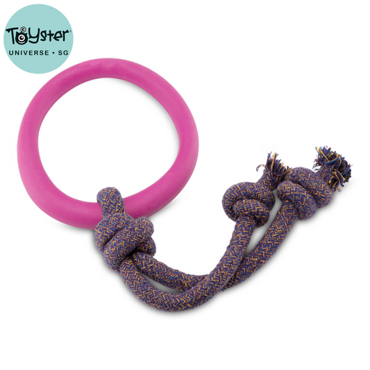Beco Rubber Hoop on Rope Pink - Dog Toys
