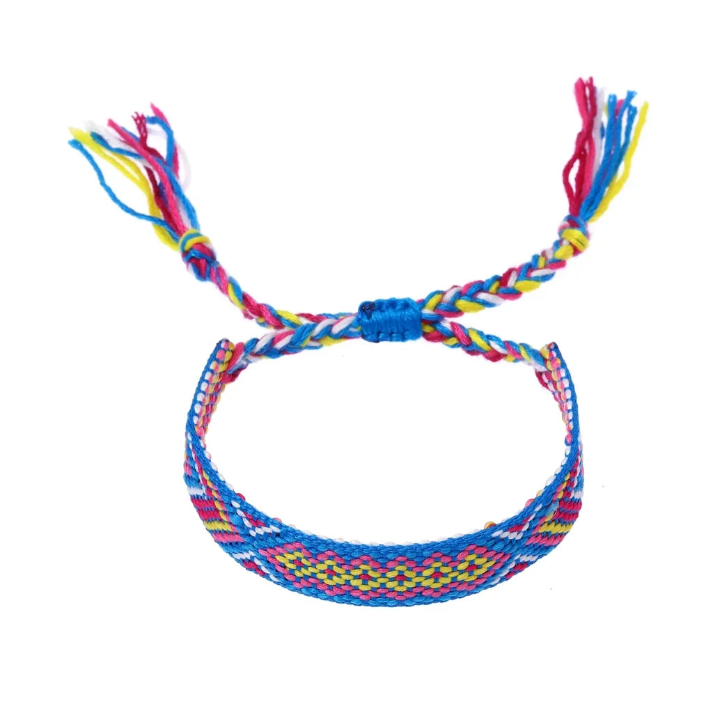 Boho 12Pcs/Set Multicolor Embroidery String Handwoven Friendship Bracelet