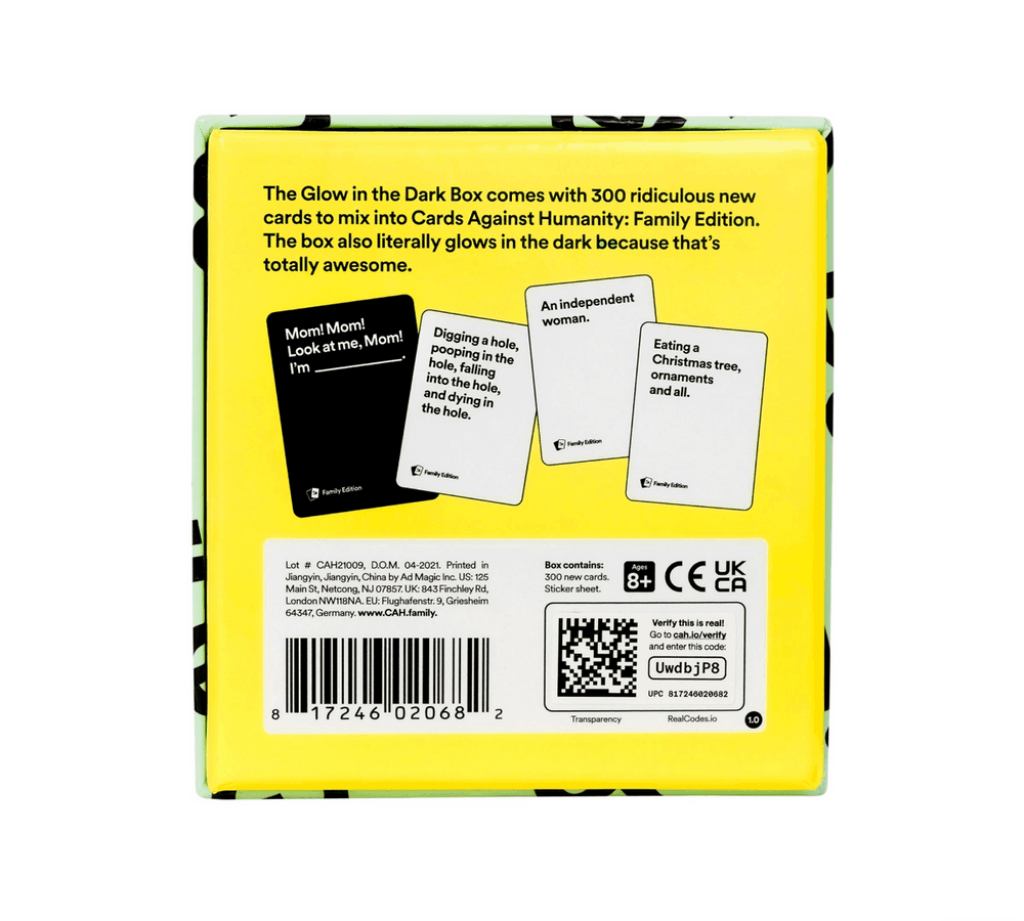 Cards Against Humanity: Glow in the Dark Box Family Edition - Card Games