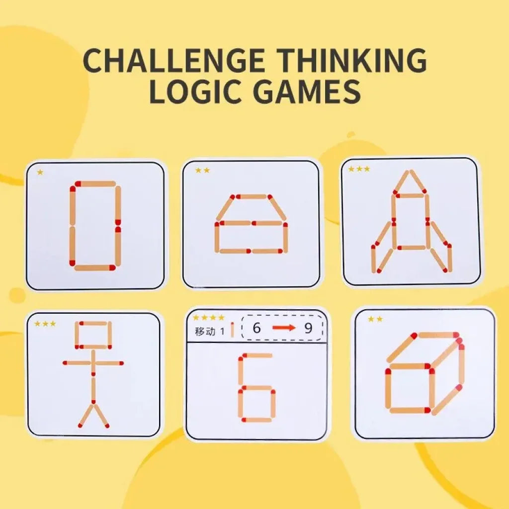 Children’s Wooden Match Game Stick Geometric Logic Thinking