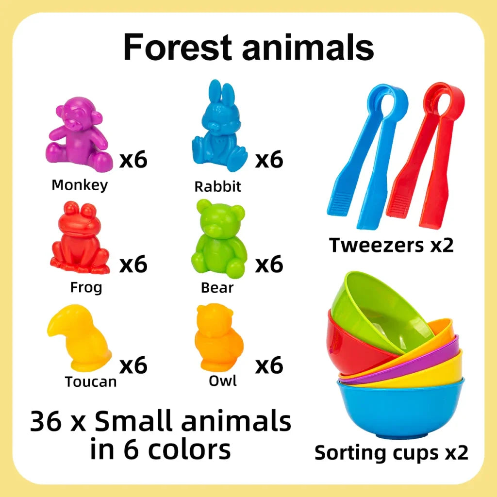 Counting and Sorting Animal Toys - Forest animals