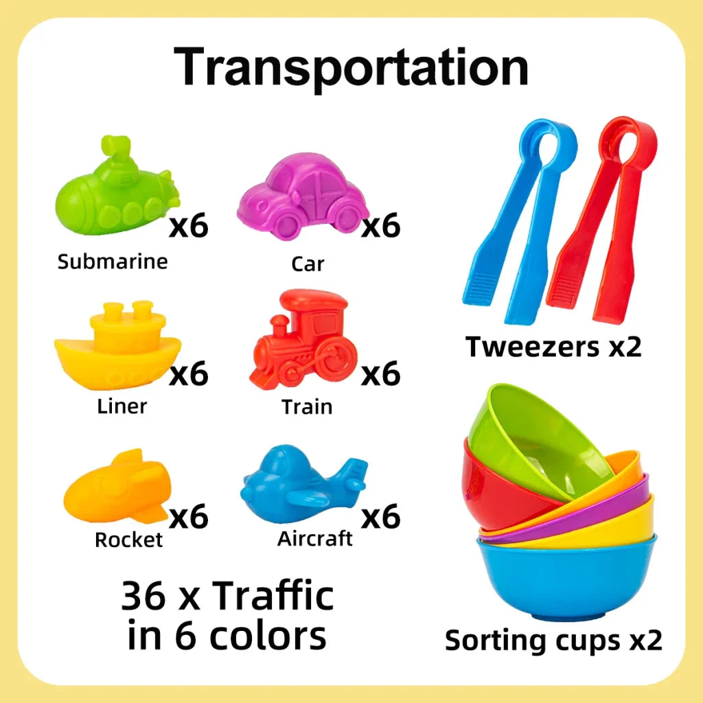 Counting and Sorting Animal Toys - Transportation