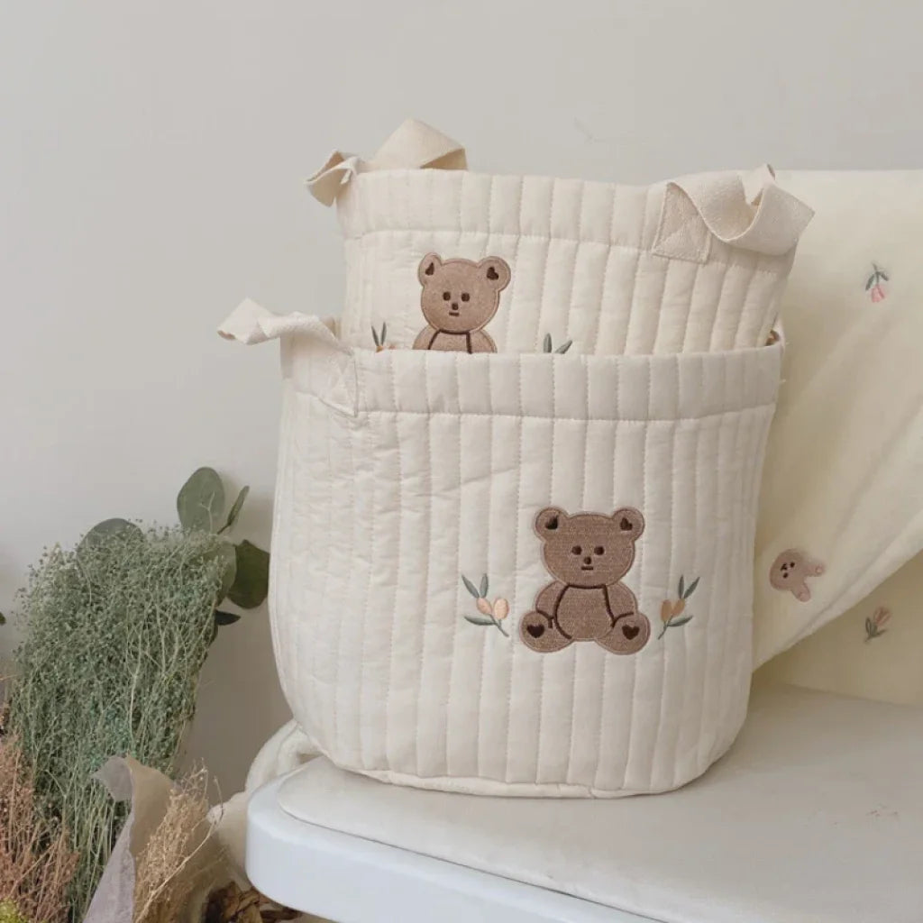 Cute Bear Embroidery Diaper Organizer