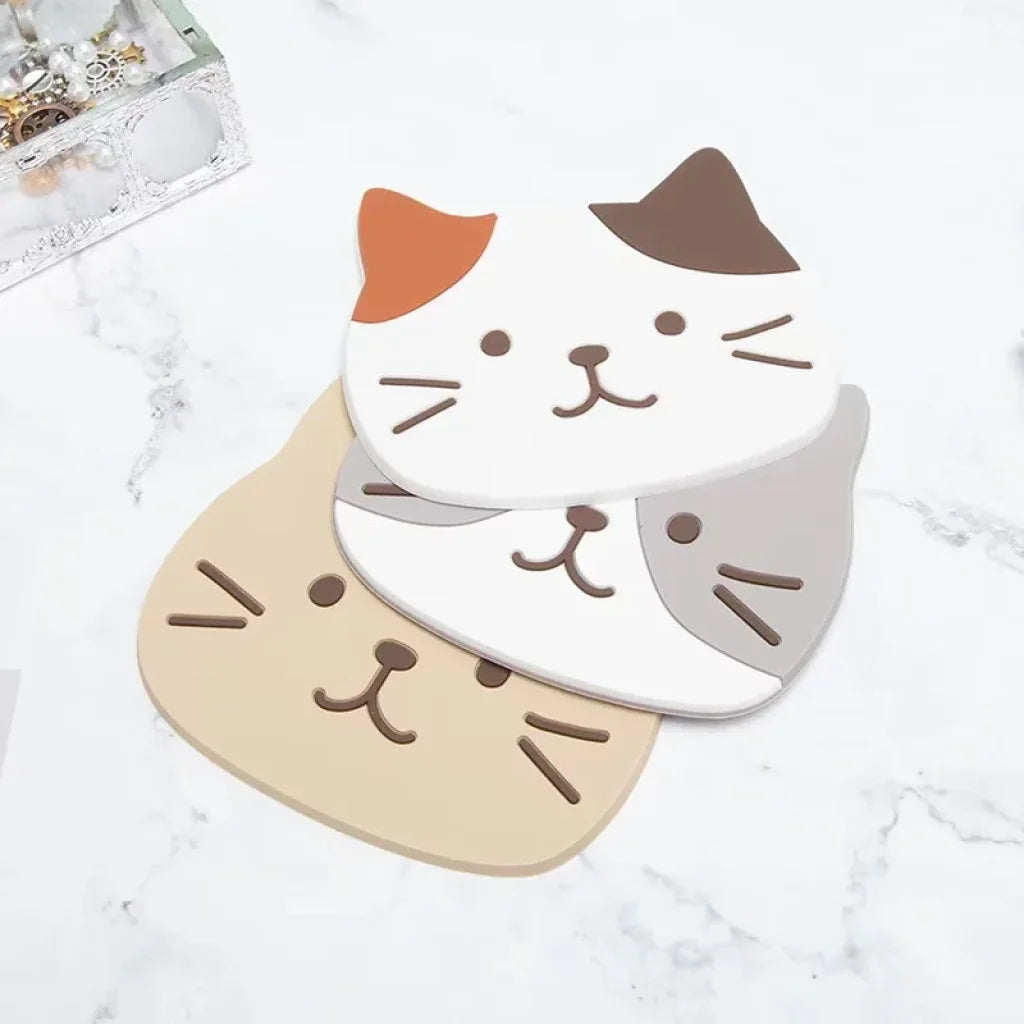 Cute Cats Silicone Cup Coaster Mat 5pcs - 5pcs / 10X8CM