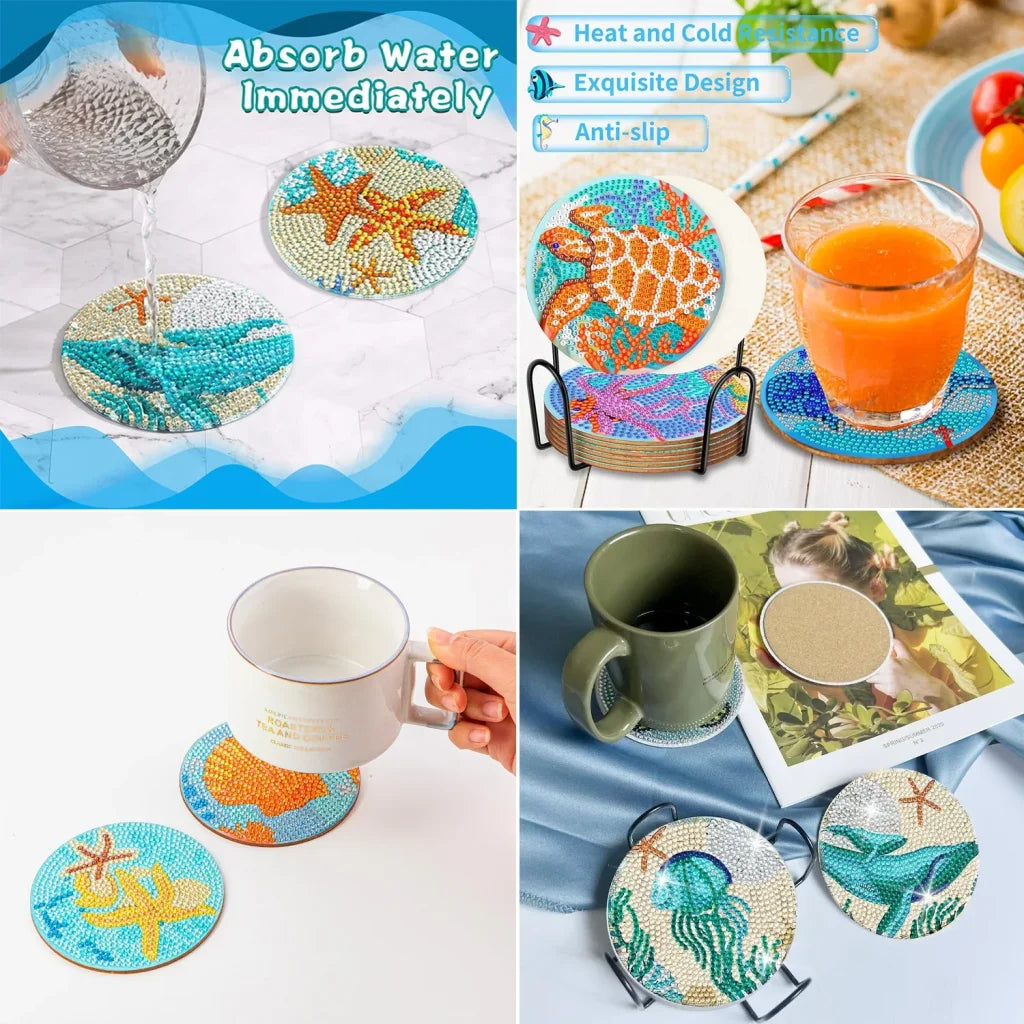 Diamond Art Painting Coasters With Holder