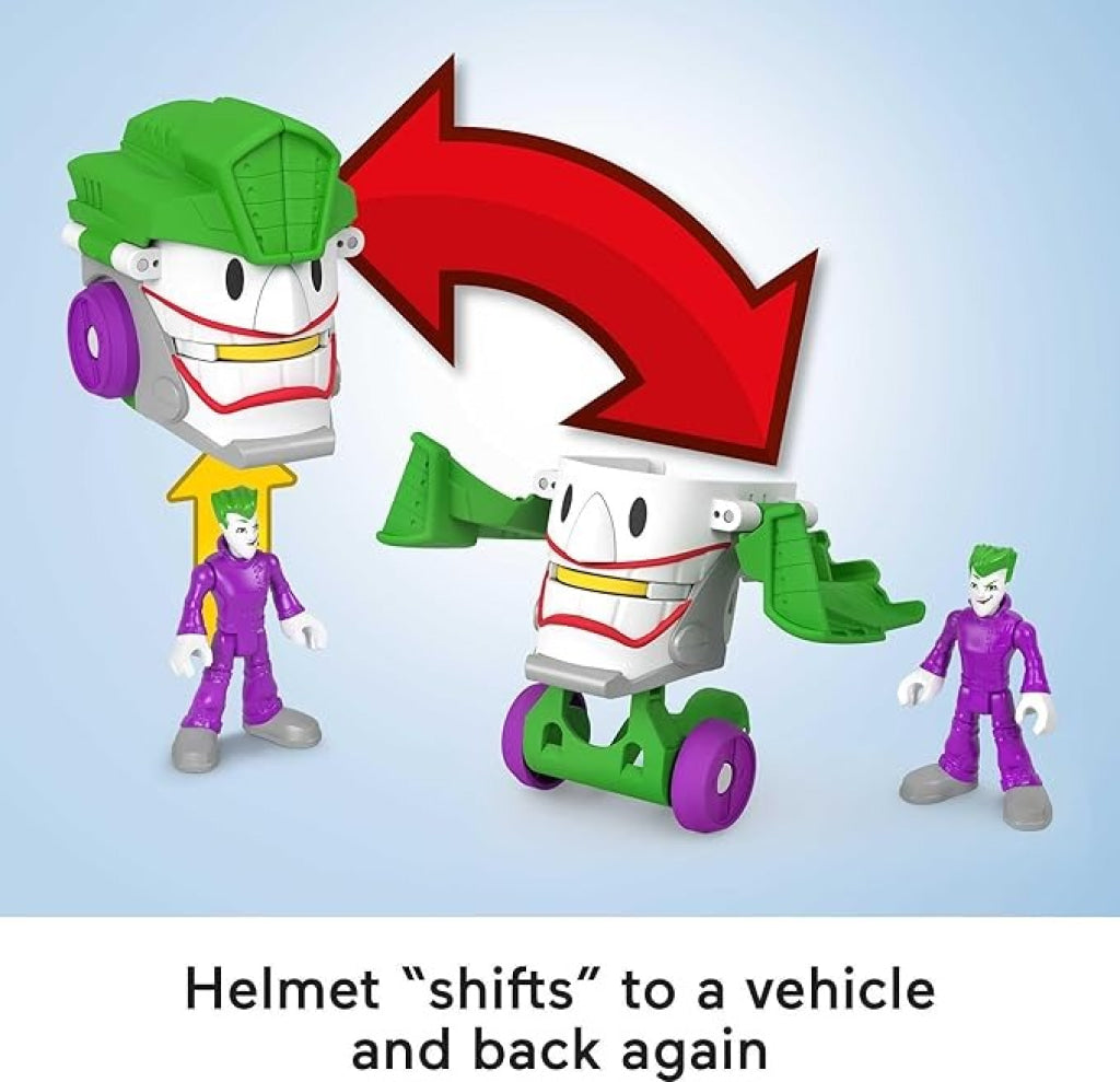 Fisher Price Imx Dc Head Shifters Joker Figure And Laff Mobile Transforming Vehicle