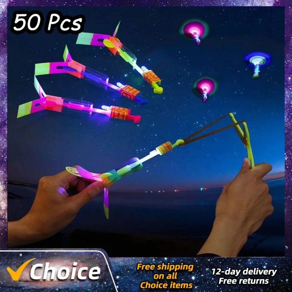 Flying Toy Led Light Toys Party Fun Gifts Rubber Band Catapult