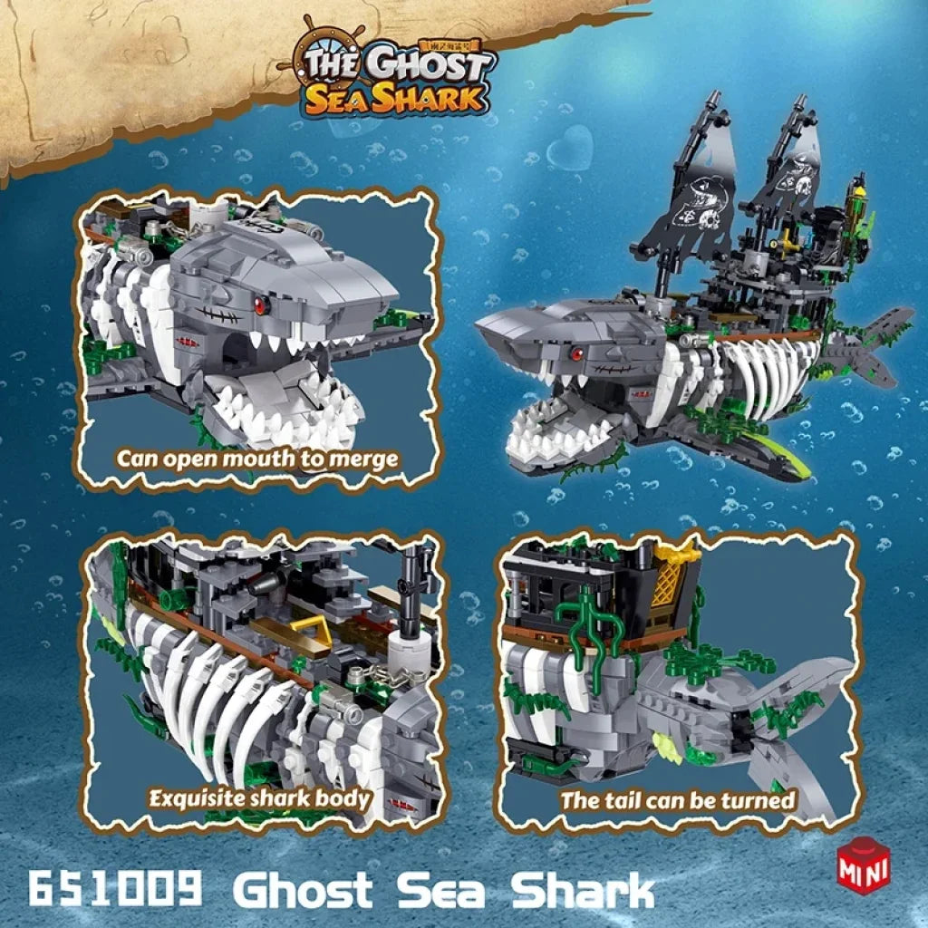 Ghost Sea Shark Pirate Ship Building Blocks 1155PCS