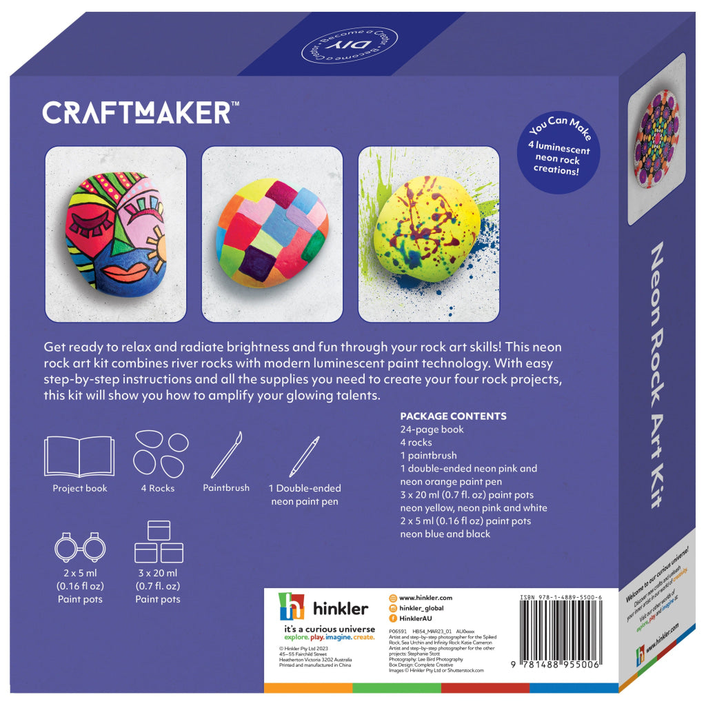 Hinkler Craft Maker Neon Rock Art Kit Hinkler