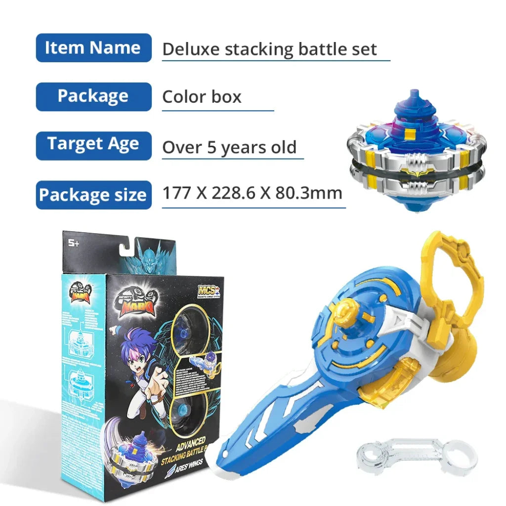 Infinity Nado 5 Advanced Stacking Battle Pack Dual Metal Rings Spinning Top Toy With Magnetic