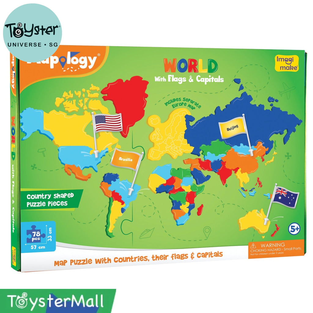 Interactive World Map Puzzle, Learn Countries Flags & Capitals (Ages 5+) - Mapology