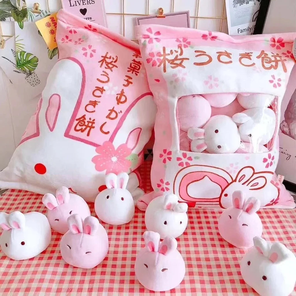Japan Ramen Snack Throw Pillow In a Bag Stuffed - 8pcs bunny / about 35-45cm